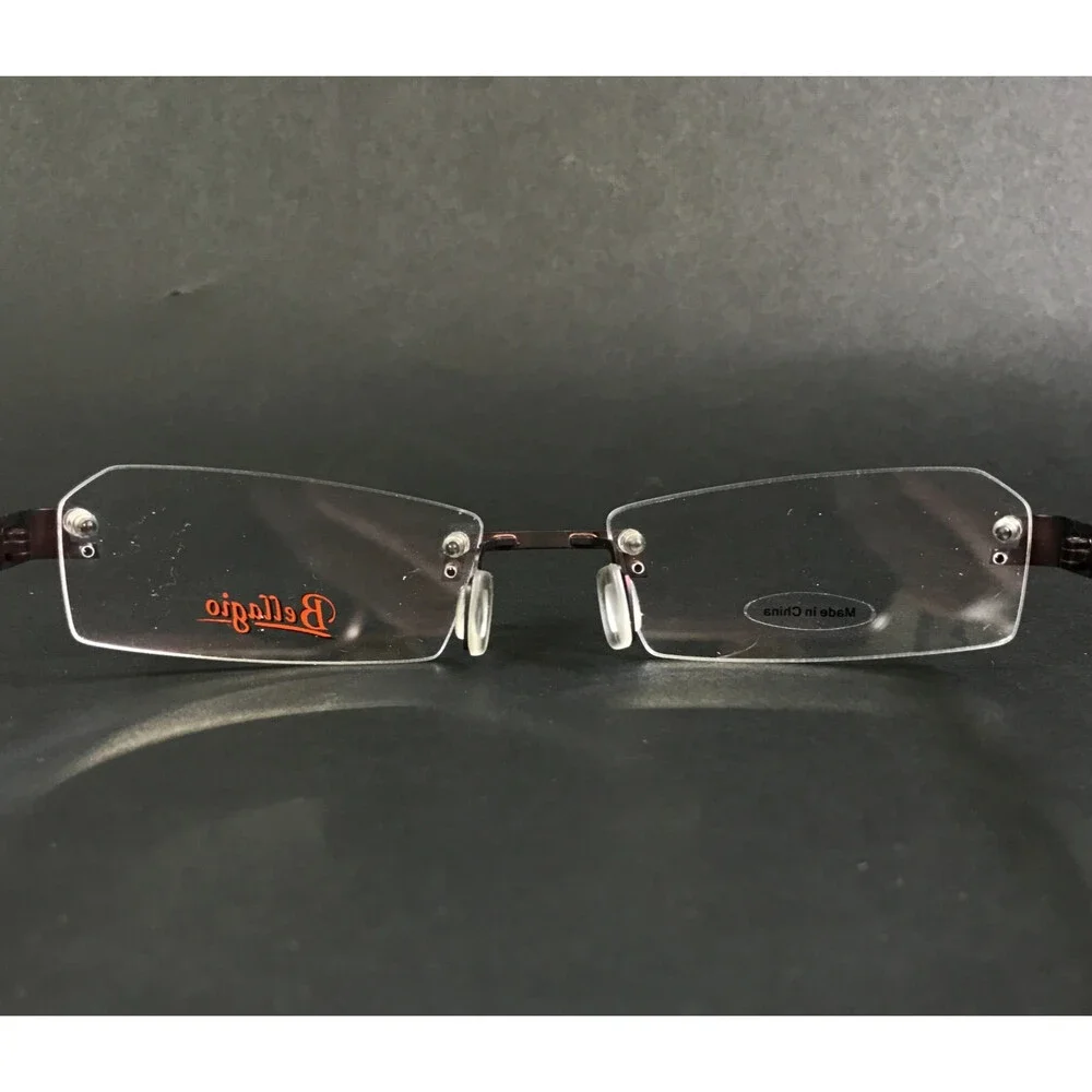 Bellagio Eyeglasses Frames B466 C-02 Brown Rimless Rectangle 54-17-135